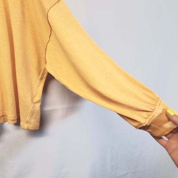 Nwot Free People Chill Out Cold Shoulder Long Sleeve Tee In Creamsicle - Picture 5 of 11